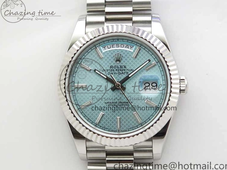 A2836 Dial 228239 Dial Blue SS BP SS Version Textured 904 on Day-Date President 40mm Ice Bracelet New 0724